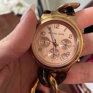 Michael Kors chain link tortoise watch